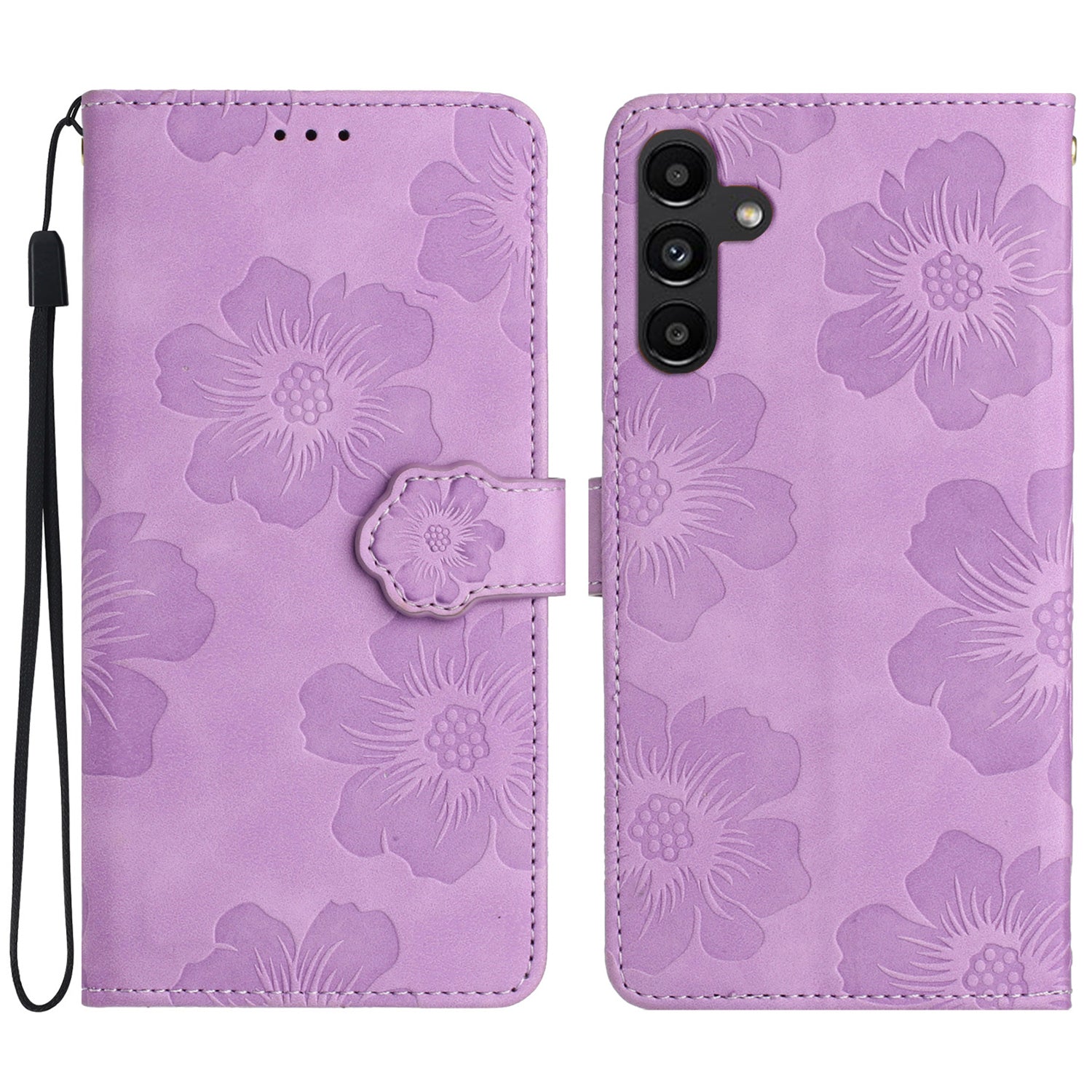Flowers Imprinted Shell for Samsung Galaxy A13 5G Leather Phone Cover Wallet Stand Case with Strap Flowers Imprinted Shell for Samsung Galaxy A13 5G Leather Phone Cover Wallet Stand Case with Strap
